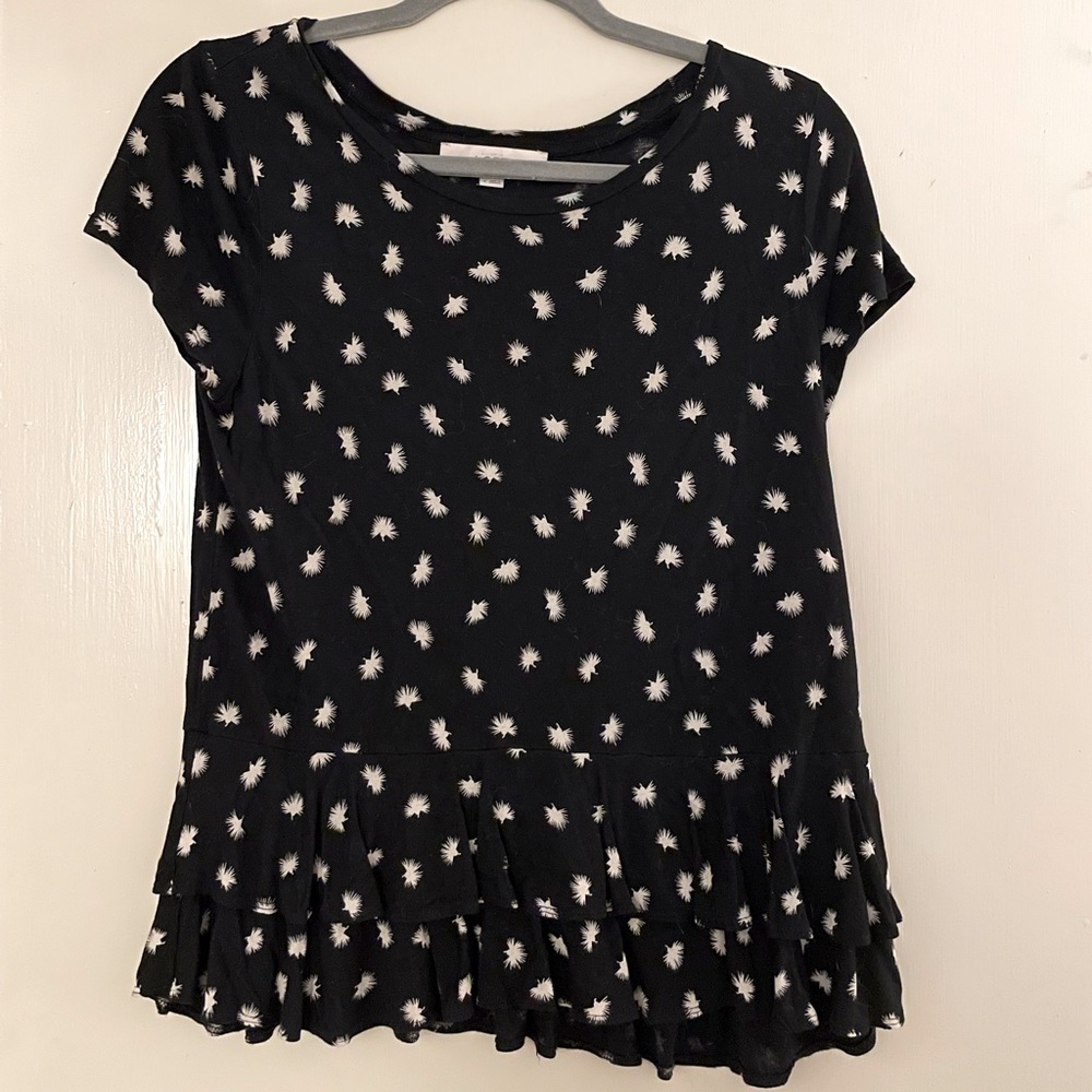 Loft black patterned short sleeve shirt